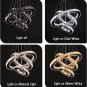 Diisunbihuo Dimmable Black Modern LED Crystal Chandeliers 3 Rings Pendant Light