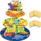 Dinosaur Cake Stand and 24Pcs Dinosaur Cupcake Wrappers 3 Tier Dinosaur Themed P