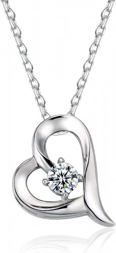 Zircon Heart Pendant Necklace S925 Sterling Silver Cubic Zirconia Pendant Neckla