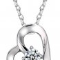 Zircon Heart Pendant Necklace S925 Sterling Silver Cubic Zirconia Pendant Neckla