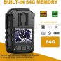 1296P HD Police Body Camera,64G Memory, I826 Premium Portable Body Camera,Waterp