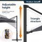 10FT Patio Cantilever Umbrella, Outdoor Rectangle Patio Umbrella, Square Hanging