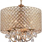 Edvivi Marya 4-Light round Crystal Chandelier Ceiling Fixture | Beaded Drum Shad