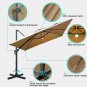 10X13Ft Solar Powered LED Cantilever Patio Umbrella Square Deluxe Offset Umbrell