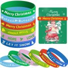36PCS Christmas Rubber Bracelets 36PCS Mini Greeting Cards Xmas Holiday Party Fa