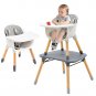 Wooden Baby High Chair W/Removable Tray & Safety Harness, 5-In-1 Kids Chair Tabl