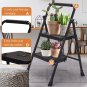 4 Step Ladder, Folding Step Stool W/Wide Anti-Slip Pedal for Adults, 800Lbs Capa