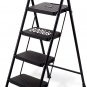 4 Step Ladder, Folding Step Stool W/Wide Anti-Slip Pedal for Adults, 800Lbs Capa