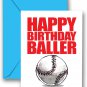 Baseball Happy Birthday Baller Birthday Card 1-Pack (5X7) Illustrated Sports Bir