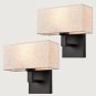 Modern Wall Lamp Black Wall Light Fixture for Bedroom Living Room with White Fab
