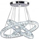 LED Chandeliers Modern Ceiling Light Fixture 3 Rings Adjustable Crystal Pendant