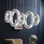 Modern Chandelier Dining Ldight Dimmable 5-Ring Crystal LED Pendant Light Adjust