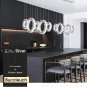Modern Chandelier Dining Ldight Dimmable 5-Ring Crystal LED Pendant Light Adjust