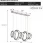 Modern Chandelier Dining Ldight Dimmable 5-Ring Crystal LED Pendant Light Adjust