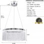 Modern LED Chandelier Crystal Contemporary Pendant Lights Fixture 6500K Cool Whi