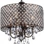 EDVIVI Marya Drum Crystal Chandelier, 4 Lights Glam Lighting Fixture, Antique Co