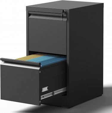 Vertical File Cabinet with Drawers, 2 Drawer File Cabinet for Home Office, Locki