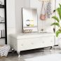 Storage Ottoman Bench for Bedroom, PU Leather Ottoman with Storage Upholstered F