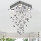 Bestier Modern Crystal Square Raindrop Chandelier Lighting Flush Mount LED Ceili