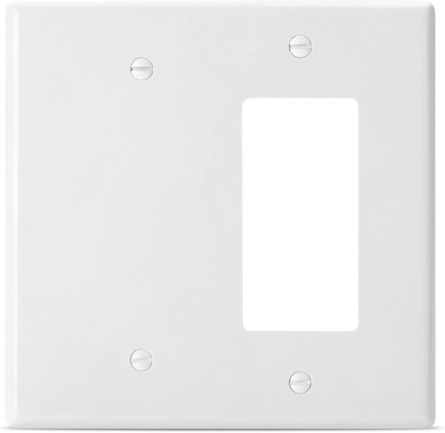 Bates Combination Wall Plate, Decorator/Blank, 2 Gang Wall Plate, Wall