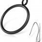 24 PCS 2.0-Inch Black Eyelet Curtain Rings Together with 30 PCS Curtain Pins for