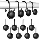 Shower Curtain Hooks Set of 12, Rust Proof Black Shower Curtain Hooks for Bathro