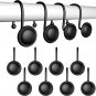 Shower Curtain Hooks Set of 12, Rust Proof Black Shower Curtain Hooks for Bathro