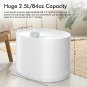84Oz/2.5L Cat Water Fountain Dog Water Dispenser with UVC Light, Ultra Quiet Cat