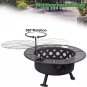 32 Inch Outdoor Fire Pit, 2-In-One Large Camping Fire Pits for outside with Cook