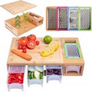 Bamboo Cutting Board with Containers - Meal Prep Station with Removable Top, Kit