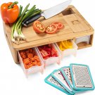 Bamboo Cutting Board with Containers for Storage - Zero-Mess Meal Prep Station