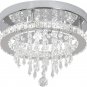 Deckrico Modern K9 Crystal Chandelier 3 LED Lights Stainless Steel Pendant Lamp
