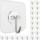 Wall Hooks for Hanging 33Lb(Max) Heavy Duty Self Adhesive Hooks 24 Pack Transpar