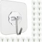 Wall Hooks for Hanging 33Lb(Max) Heavy Duty Self Adhesive Hooks 24 Pack Transpar