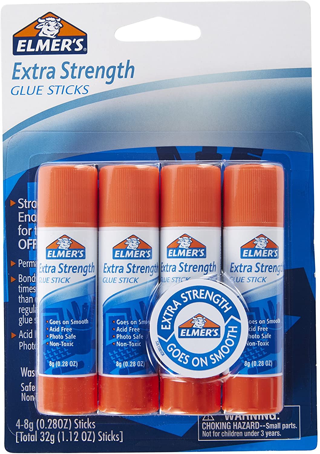 Elmer'S Extra Strength Glue Sticks, Washable, 8 Grams, 4 Count