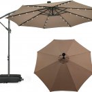 10FT Hanging Offset Umbrella, Cantilever Umbrella with 32 LED Lights, Solar Pane