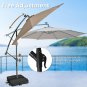 10FT Hanging Offset Umbrella, Cantilever Umbrella with 32 LED Lights, Solar Pane