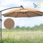 10FT Hanging Offset Umbrella, Cantilever Umbrella with 32 LED Lights, Solar Pane