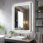 Echoslife 24X32 LED Bathroom Mirrors for Wall -Black Aluminum Framed (Front and