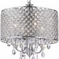 Marya 4-Lights Chrome round Crystal Chandelier Ceiling Fixture | Beaded Drum Sha
