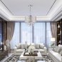 Marya 4-Lights Chrome round Crystal Chandelier Ceiling Fixture | Beaded Drum Sha