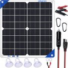 Portable 20W Solar Battery Charger Maintainer Flexible Solar Panel Kit Built-In