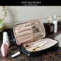 Travel Makeup Bag, Double Layer Portable Leather Toiletry Bag,Roomy Cosmetic Bag