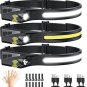 Headlamp Rechargeable 3Pack, LED Headlamp Flashlight with Motion Sensor, 230° CO