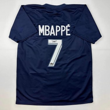 Facsimile Autographed Kylian Mbappe PSG Blue Reprint Laser Auto Soccer Jersey Si