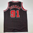 Facsimile Autographed Dennis Rodman Chicago Black Pinstripe Reprint Laser Auto B