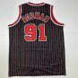 Facsimile Autographed Dennis Rodman Chicago Black Pinstripe Reprint Laser Auto B