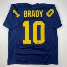 Facsimile Autographed Tom Brady Michigan Blue Reprint Laser Auto College Footbal
