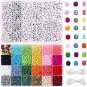 UOONY 8800Pcs Beads Kit, Including 7200Pcs 4Mm Glass Seed Beads and 1600Pcs Lett