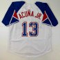 Facsimile Autographed Ronald Acuna Jr. Atlanta White Reprint Laser Auto Baseball